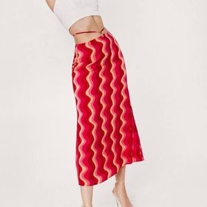NASTY GAL Trendy Vintage Style Midi Wrap Around Skirt size 8 Perfect Condition
